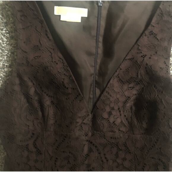 MICHAEL KORS COLLECTION | Little Brown Sheath Lace Dress - Picture 2 of 4